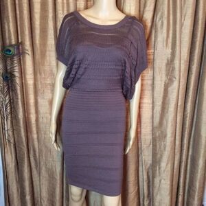 NWT Luluira Miss Behavin Knit Mocha/Brown Draped Capped Sleeve Midi Dress-Size S